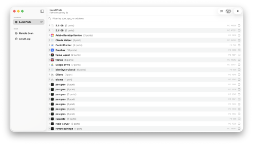 Portie con puertos agrupados por aplicación